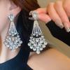 European & American Style Silver Needle Full Rhinestone Irregular Drop Earrings - Exquisite Luxury Design, Niche Fashion Versatile Earrings