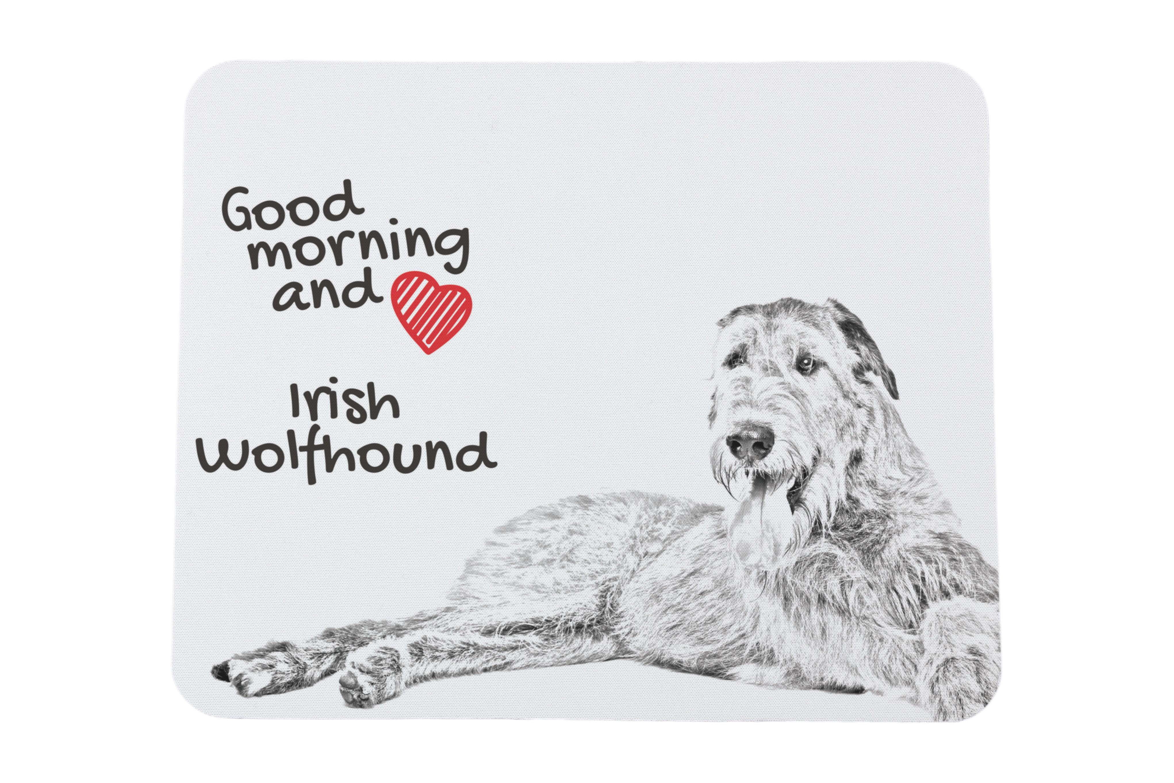 

Irish Wolfhound - mouse pad with print, personalized dog-themed mouse pad, unique gadget for an office worker by Art-Dog brand білий