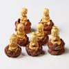 Vintage Mini Boxwood Carved Crafts Buddha Pendant Cute Little Monk Figurine Guanyin Statue Home Decoration Car Ornament Gift