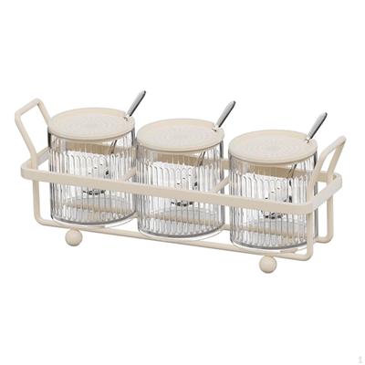Spice Jar and Rack Set Condiment Pots Airtight Seasoning Box Kitchen Canisters for Pepper Coffee Bar