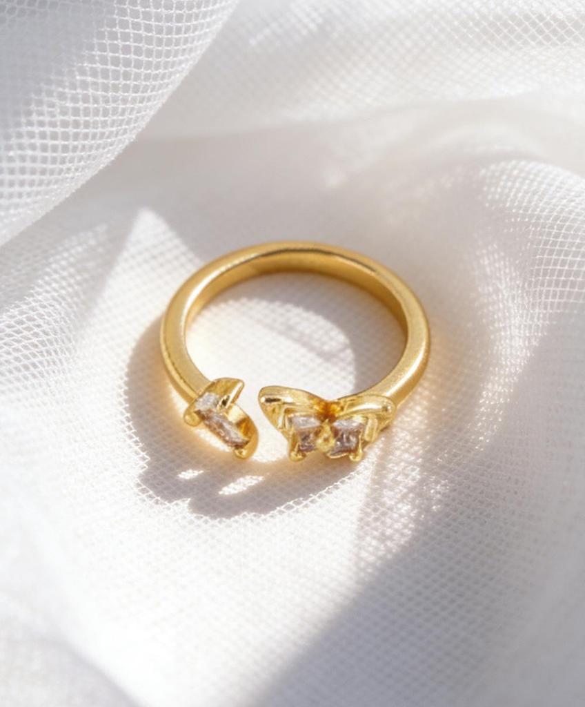 Europäischer und Amerikanischer Verstellbarer Süßer Schmetterling Diamantring: Zweifarbige Gold- und Silber-Mode-Stapelringe für Damen