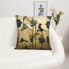 Double Sided Chinoiserie Blue Bird Throw Pillow Cover Vintage Golden Floral Print Decorative Cushion Case For Couch Home Decor