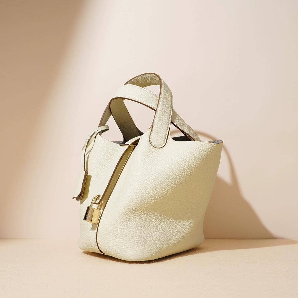 Women's Fashion Solid Color Leather Handbag with Lock Design, Casual Versatile Daily Shoulder Bag, Perfect Gift Purse