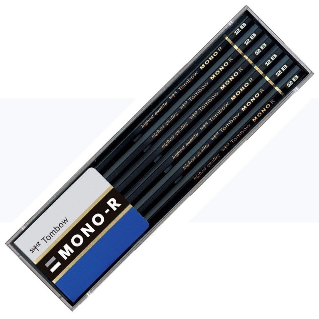 Карандаши Tombow Pencil MONO Mono R 2B 1 в пластиковом пенале, Дюжина, MONO-R2B чёрный