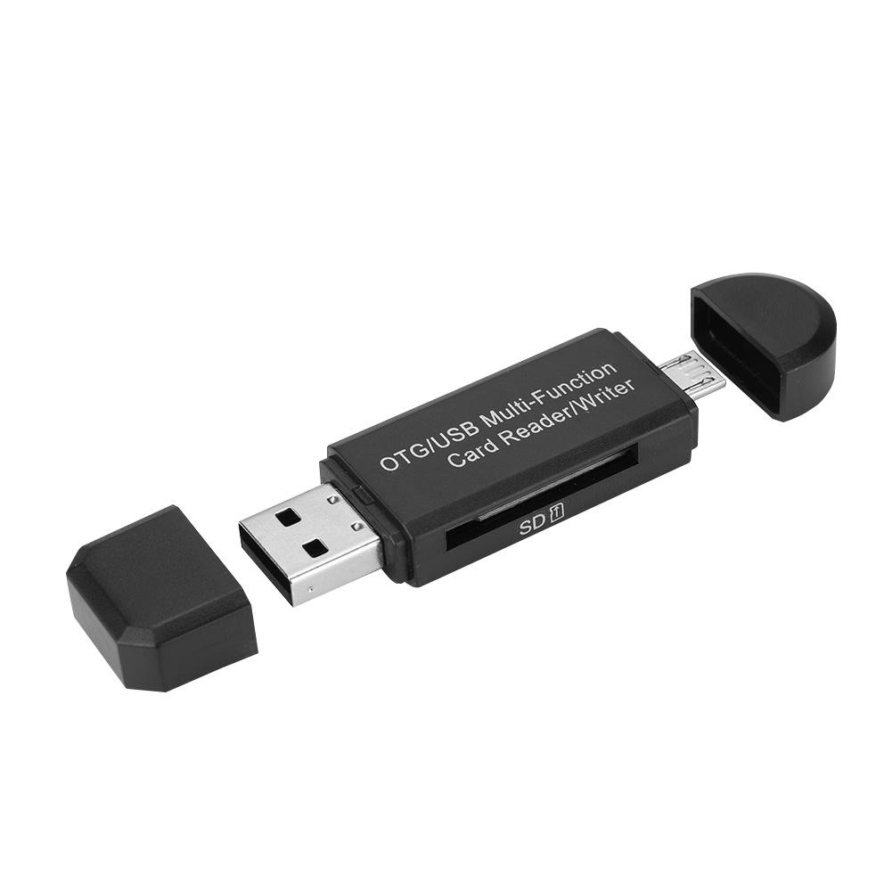 OTg USB Multifunction Card Reader Writer for Micro Sd SD TF PC&Smart Mobile Phones (Black)