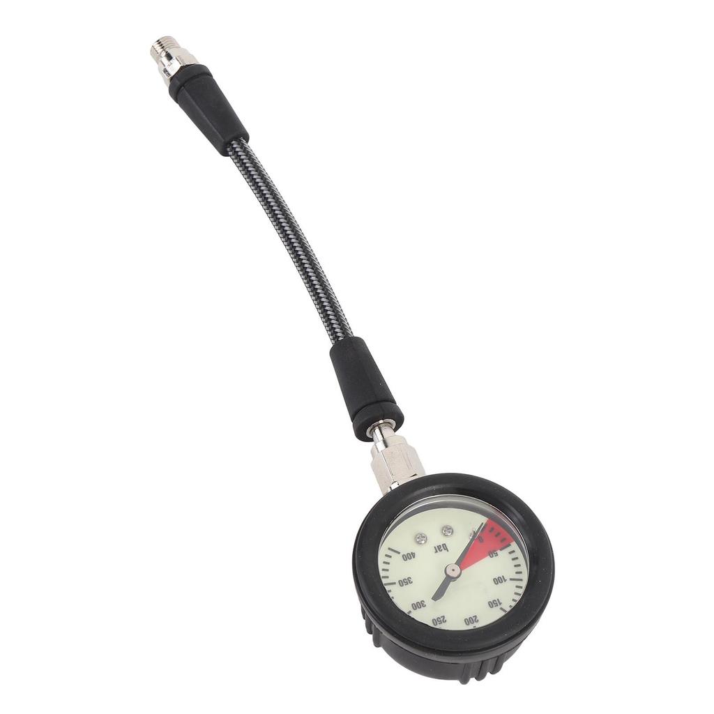 Diving Pressure Gauge with Carbon Fiber Woven Hose Diving Night Glow Pressure Gauge for BCD Regulator 15cm   5.9in