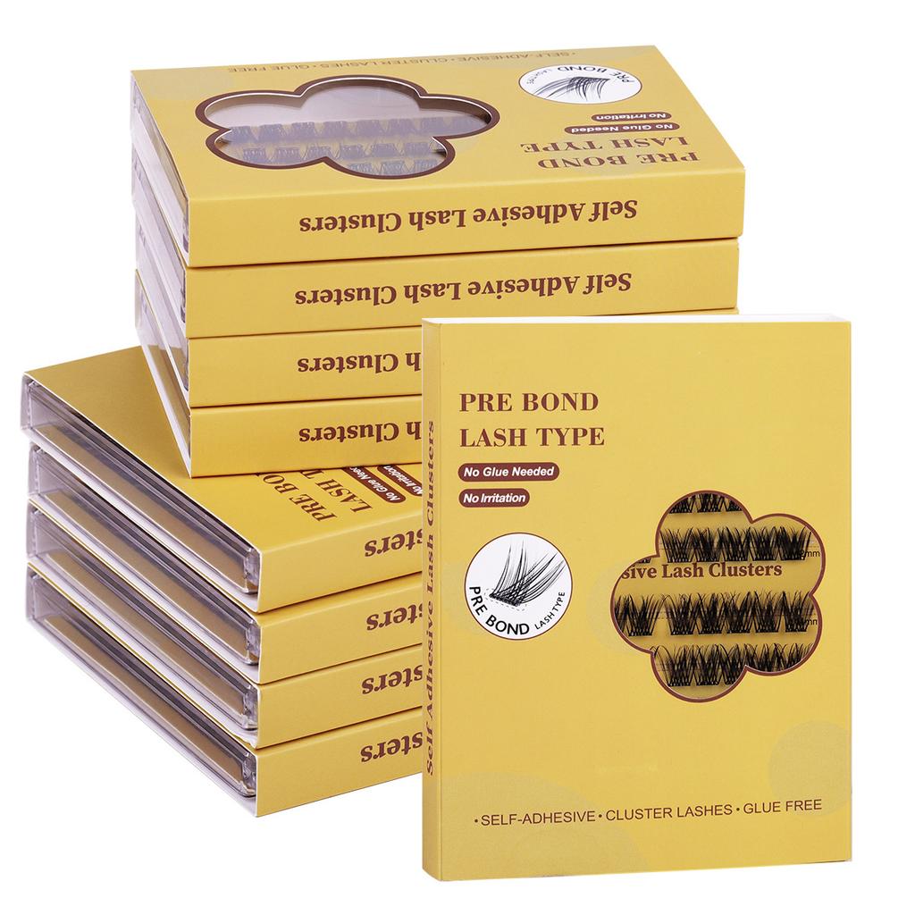 False Eyelashes - Glue-Free DIY Segmented Lashes, Formaldehyde-Free, Voluminous & European Curl, Self-Adhesive Makeup