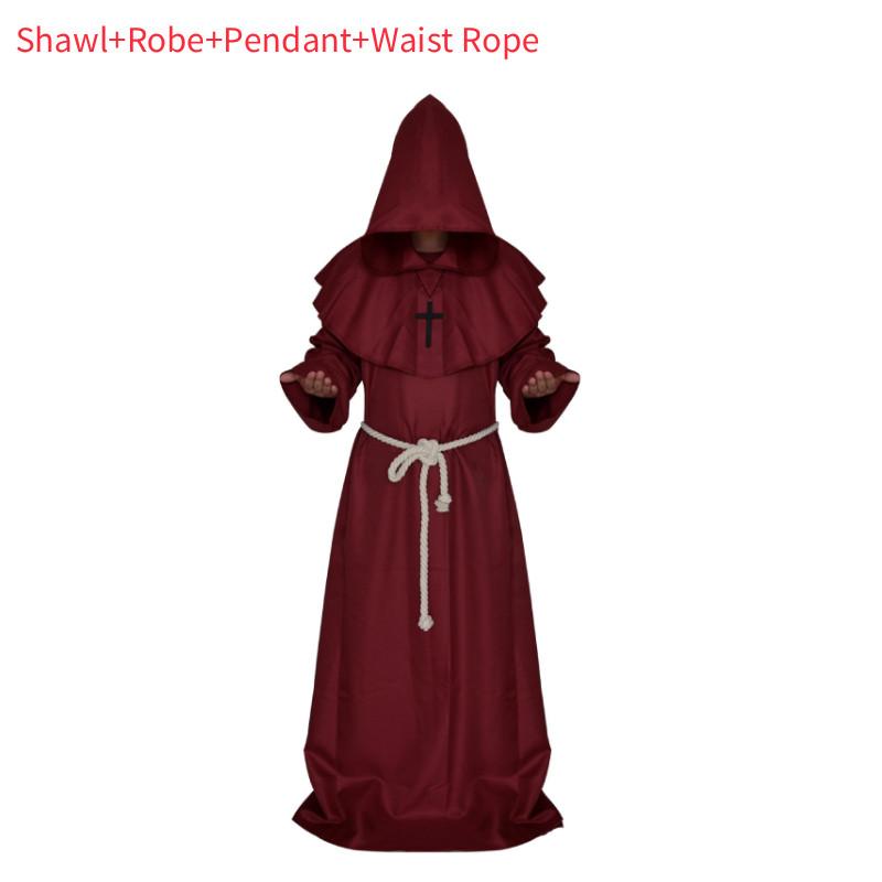 Halloween Medieval Monk Costume Wizard Priest Robe Shawl Set For Costume Parties And Themed Events