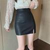 2023 New Coffee High-Waist PU Leather Skirt for Women: Slim Fit, Autumn/Winter Anti-Exposure Style