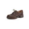 Krazing Pot Sheepskin Autumn Winter Shoes Chunky Heels Size 43 Size 42 Round Toe Lace Up Deep Mouth Pumps