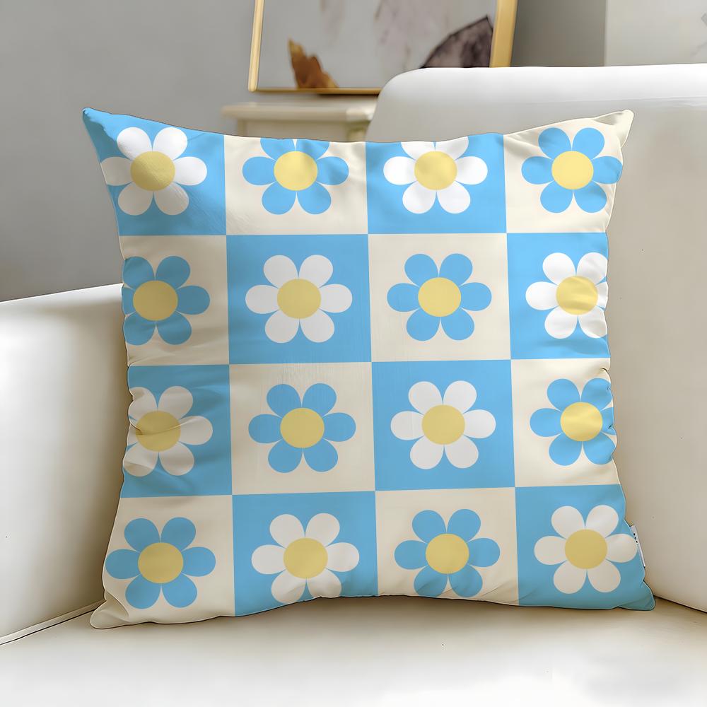 Checkerboard Pattern Cushion Cover Soft EasyWash Pillow Case Versatile for Couch Bed Travel and Office