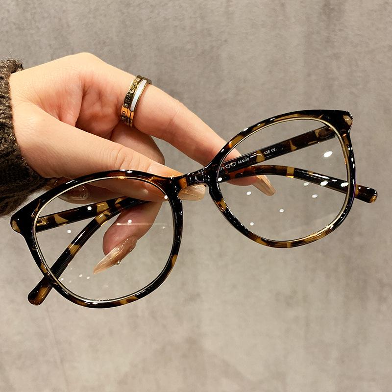 Ultra Light 6G Mustard Tea Glasses Women'S Retro Round Frame Myopia Can Be Matched With Degree Plain Face Small Frame Women'S Eye Frame