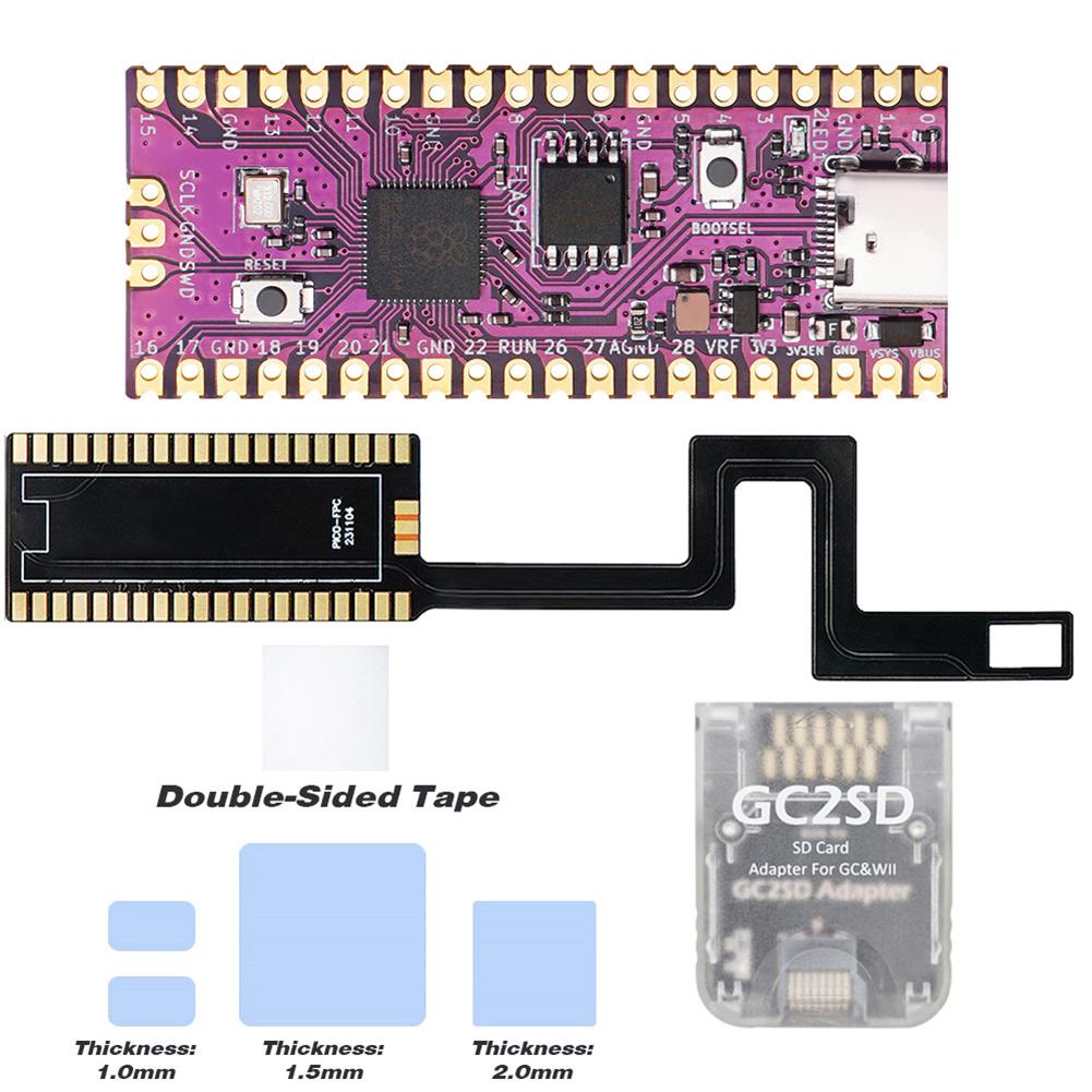 For Raspberry Pi Pico Picoboot FPC Flex Cable with SD2SP2 Adapter GC2SD Card Reader FPC Flex Solder Cable for Retro Game Console
