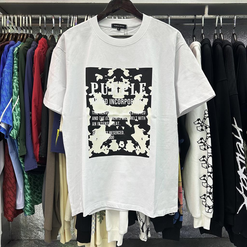 PURPLE letter print crew neck pullover short-sleeve 2023 summer new European and American trendy brand T-shirt collection tops