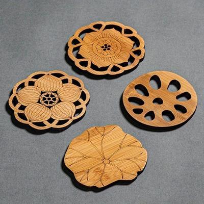 Kreative Lotusblumen-Getränkeuntersetzer aus Holz, rund, Tassenunterlage, Tischset für Tee, Kaffeetasse, Tischset, Heimdekoration, Küchenzubehör