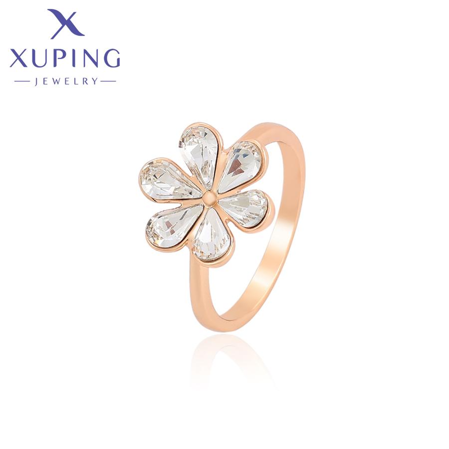 

Xuping Jewelry Новое поступление Кольцо с кристаллами в форме цветка простого модного стиля для женщин A00506152 6&Gold-color белый