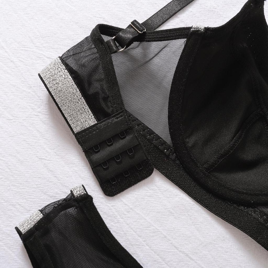 Women's Sexy Fashion Lingerie Set Heart Ring Buckle Sheer Mesh See Through Colorblock Contrast Color Push Up Underwear Set