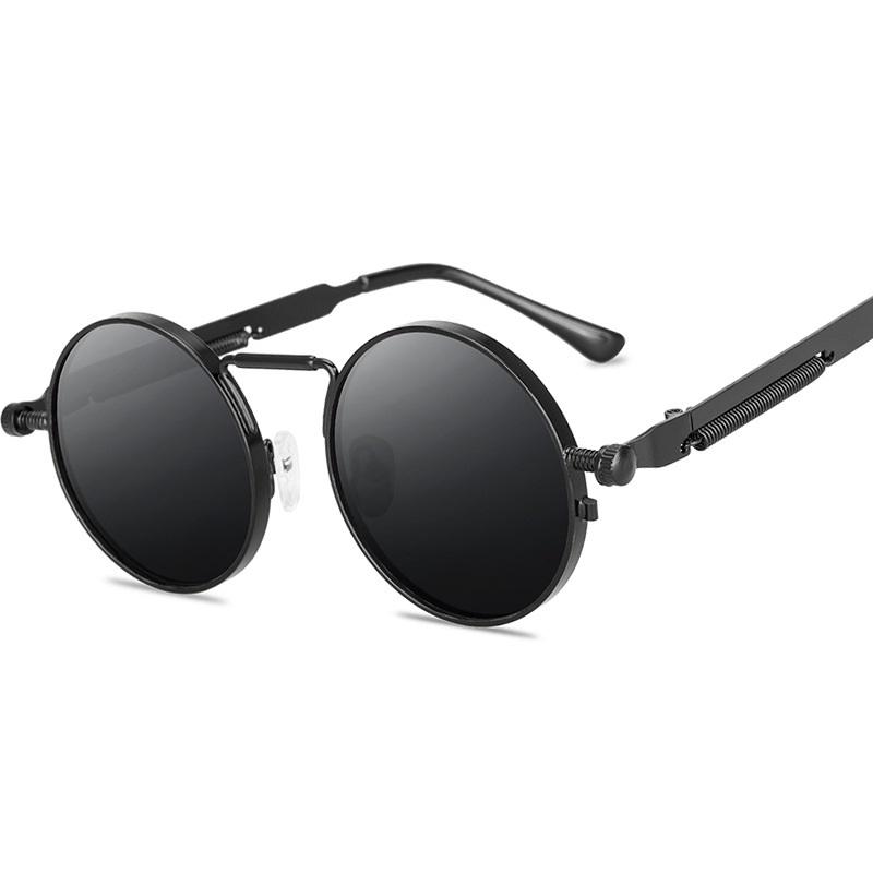 New Round-frame Sunglasses With Metallic Trend Spring Temple Arms And Colorful Ladies' Retro Sunglasses 8478