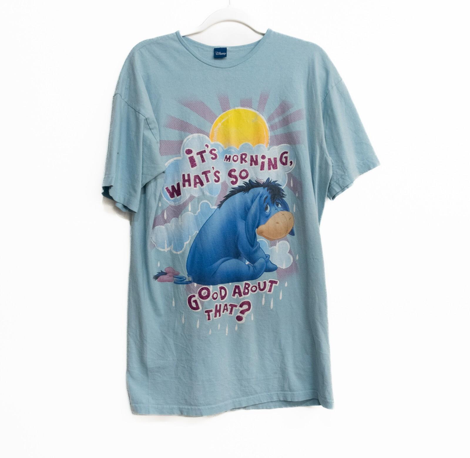 Disney Womens Light Blue Cotton T-Shirt Its Morning What So Good About It 3X S