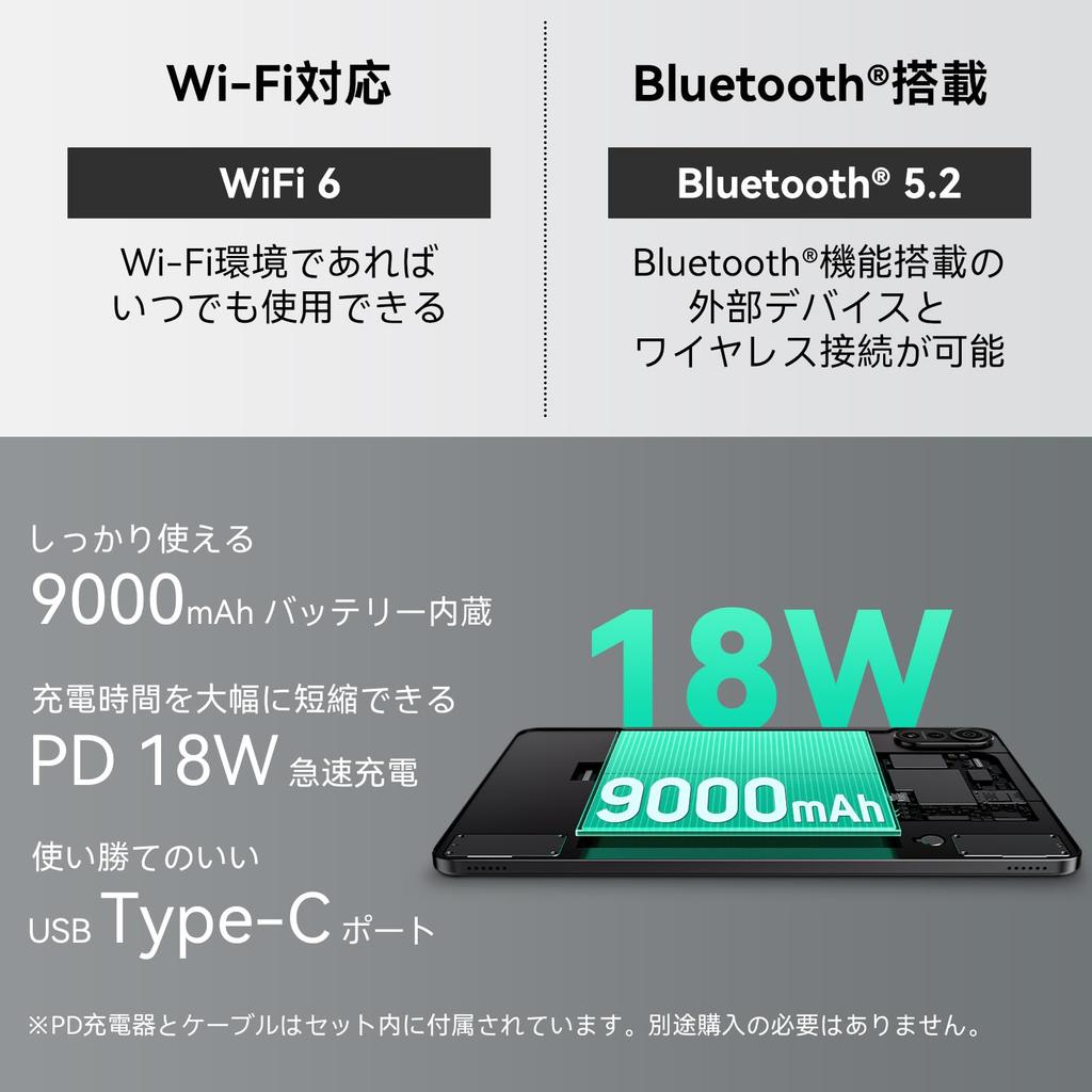 Blackview MEGA2 WiFi Android 15 2K IPS Large DOKE PC Mode 9000mAh Storage with 18W PD Fast A733 Widevine L1 WiFi AI and Face Recognition Tablet,