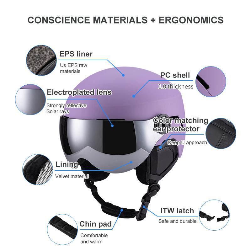 Professional Hot Selling CE CPSC Standard Ski Helmet With Goggles Adults Safety Snow Helmet Head Protection Snowboard Helmet