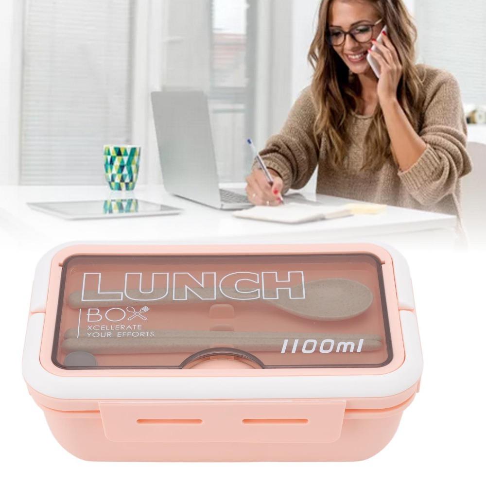 2PCS 1.1L Leakproof Lunch Box 2 Compartment Bento Lunch Box Insulated Lunch Box  For Office