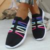 Fashion Color Band Breathable Mesh Flats Women 2025 Plus Size 36-43 Soft Sole Casual Sneakers Woman Slip On Thick Sole Walking Shoes