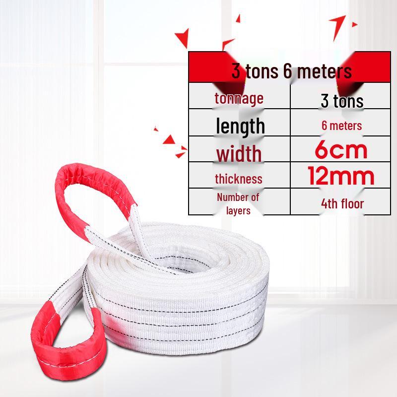National Standard White Double Eye Lifting Sling, Hoist Crane Sling, 5/3/2 Ton Tow Strap