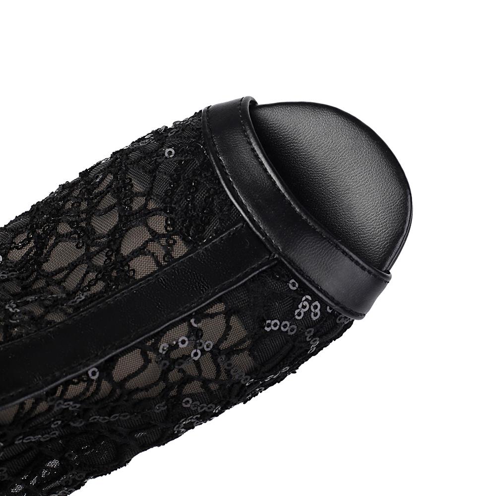 Black White Women Sandals Low Heel Big Size 46