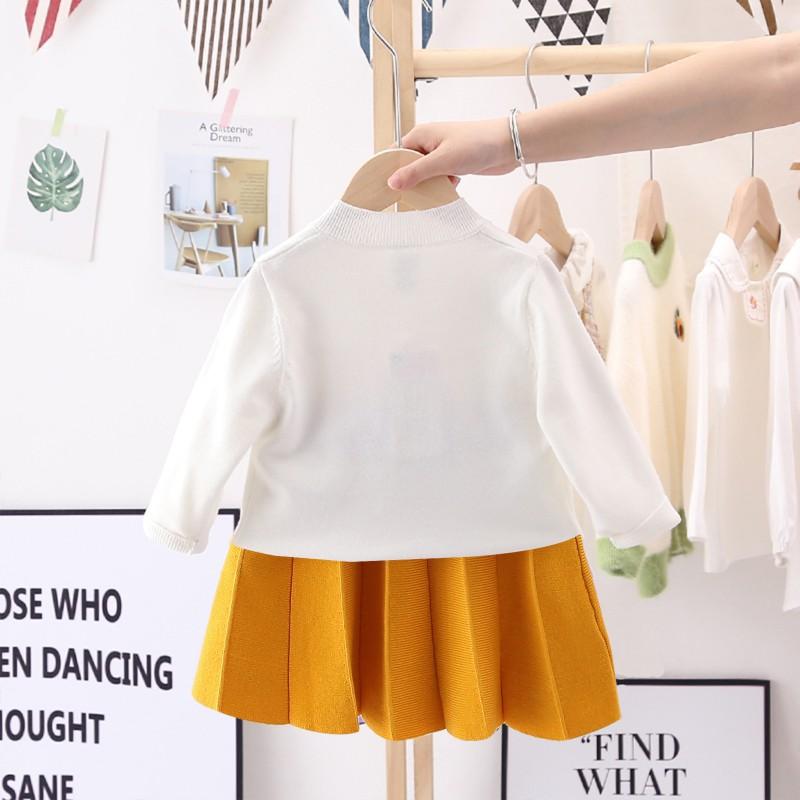 Girls Knit Skirt Set Toddler Kids Cardigan Dress 2Pcs Outfit