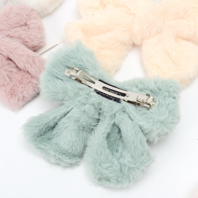 

Пушистая плюшевая заколка-бант для волос для девочек - Милый весенний зажим, аксессуар для головы чёрный