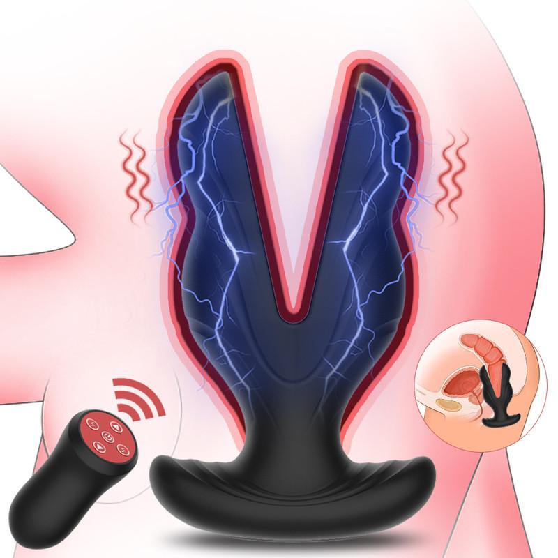 Vibrátor na masáž prostaty pro muže Elektrický šok Anální vibrátor Bezdrátový dilatátor análních kolíků Dildo Sexuální hračky pro ženy