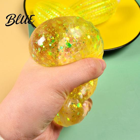 Aurora Glitter Toy Corn Squeeze Slow-Rising TPR Fidget for Stress Soft Rubber Relief Realistic Vegetable-Shaped Decompression Gadget Kids Adults