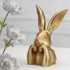 Osterhase Figur Vintage Gold Harz Hase Statue Frühlingshase Tischmittelstück für Zuhause Innen Dekoration