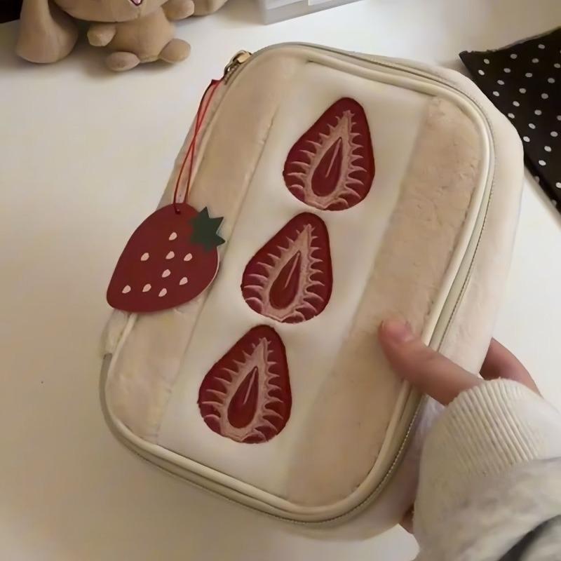 

1pc Strawberry Sandwich Cosmetics Large Capacity Card Bag High Beauty Stationery Bag Washroom Storage
