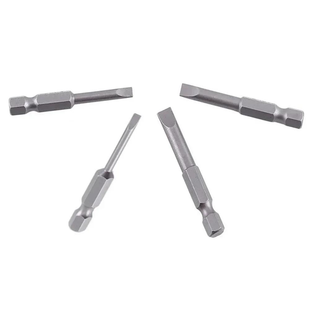4 ks 50mm plochých šroubovacích bitů 3-6mm magnetické ploché hlavy 1/4'' šestihranná stopka SL3/SL4/SL5/SL6 pro příslušenství k elektrickému nářadí