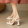 Square head open toe with fashionable waterproof table thick heel sandals for women 2025 summer Korean version versatile breathable sandals for women