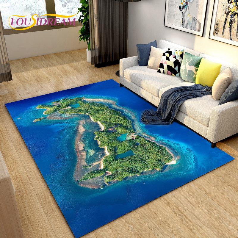 3D Ocean Seawater Beach Water Scenery Area Rug,Carpet Rug for Living Room Bedroom Sofa Doormat Decoration,Kid Non-slip Floor Mat