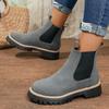 Damen Stiefeletten im britischen Stil - Chelsea & Martin Boots mit klobiger Sohle, schlank geschnittene Stiefeletten für Herbst/Winter
