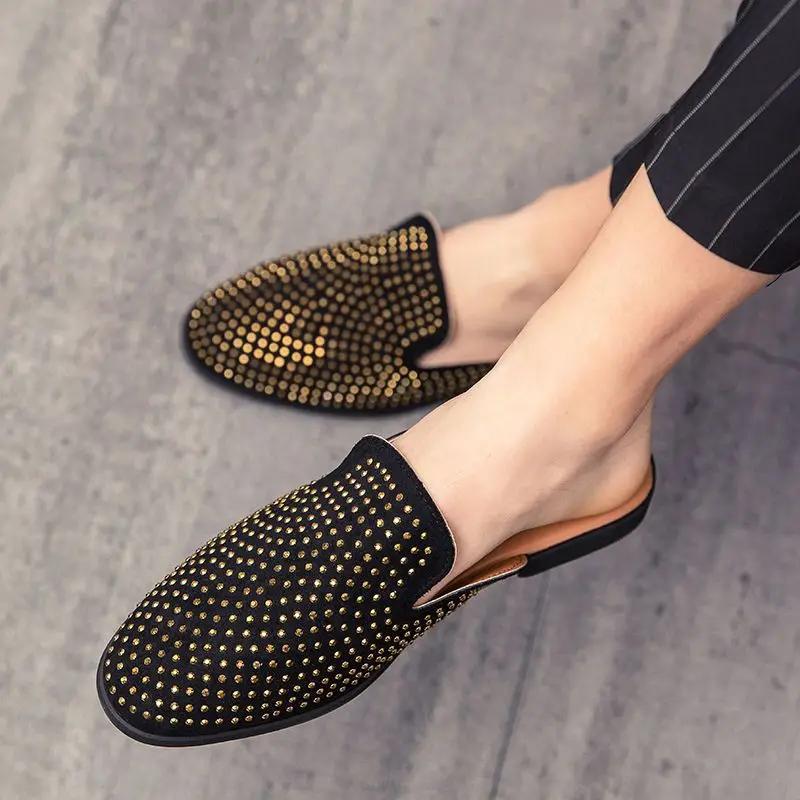 Fashion Slides Mules Half Outdoor Men's Shoe Flat Summer Sale High Quality Fashion Trend 2025 Elegant Rubber Low Price Fun Male Slipper
