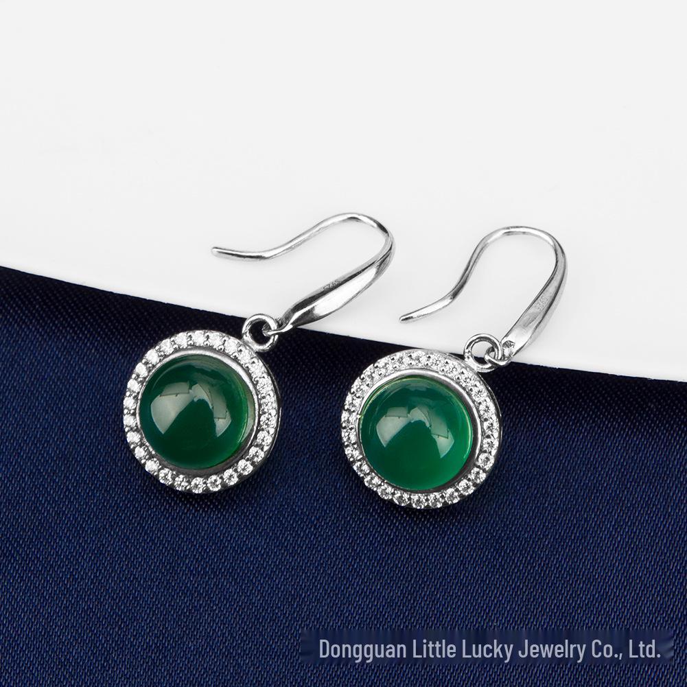 Jade Angel Ethnic Style S925 Silver Synthetic Agate Earrings