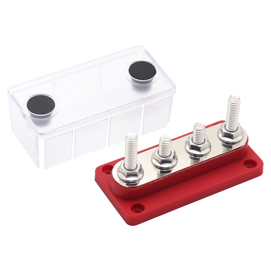 5/16'' 4 Stud Power Distribution Block,Bus Bar with Cover ,High Current Wiring Stud for Marine Boats Automobiles