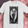 Gothic Skeletal Angel T-Shirt: Ethereal Halo Design