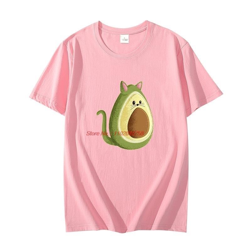 Avocado Cat Funny Unisexs T Shirt Graphic T Shirts Cotton Tshirt Short Sleeve Tshirts Summer Oversized Tshirt Unisexs Clothing