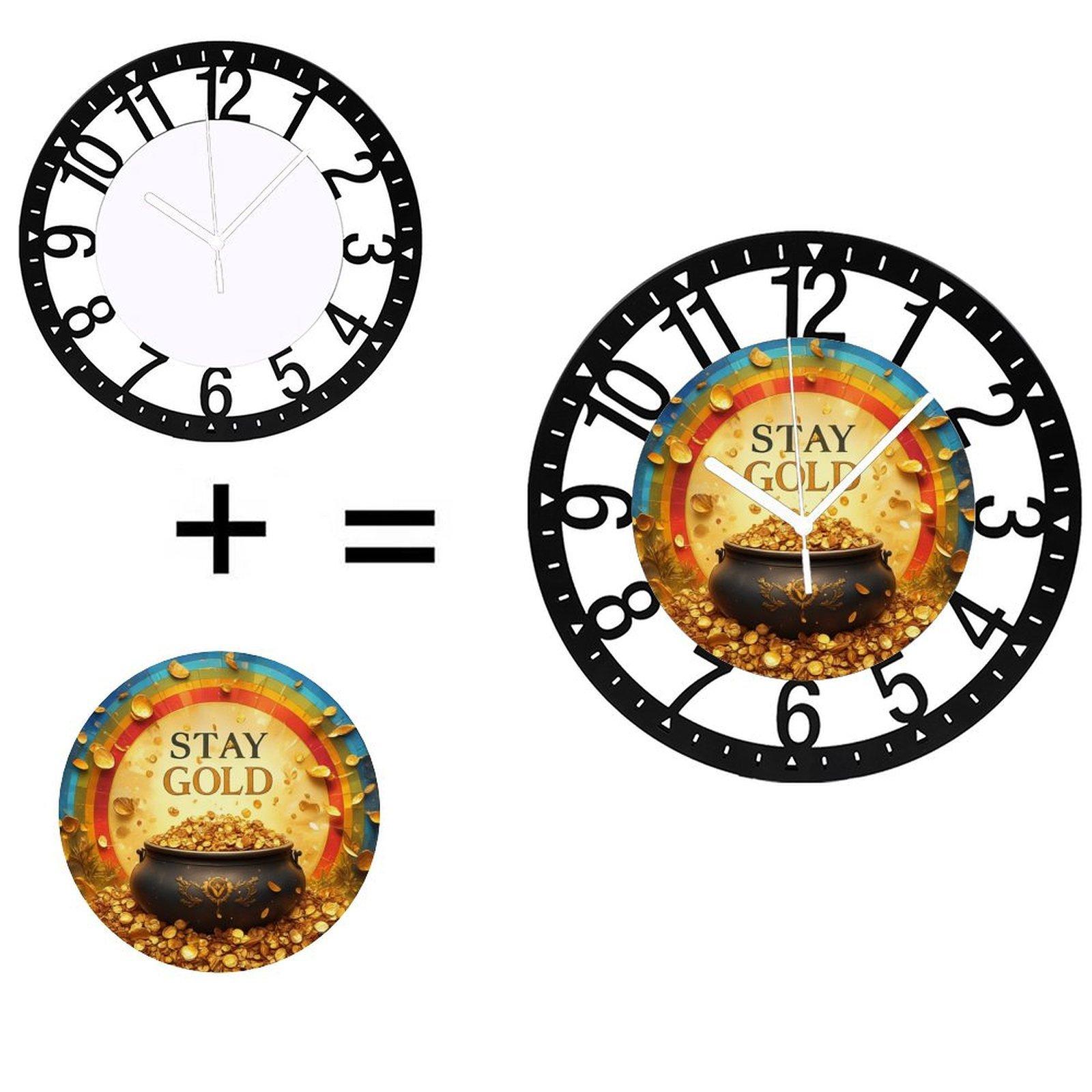 25cm Circular Iron Wall Clock with a Treasure Chest and Coin (Black,10 inch(25.40cm)) чёрный