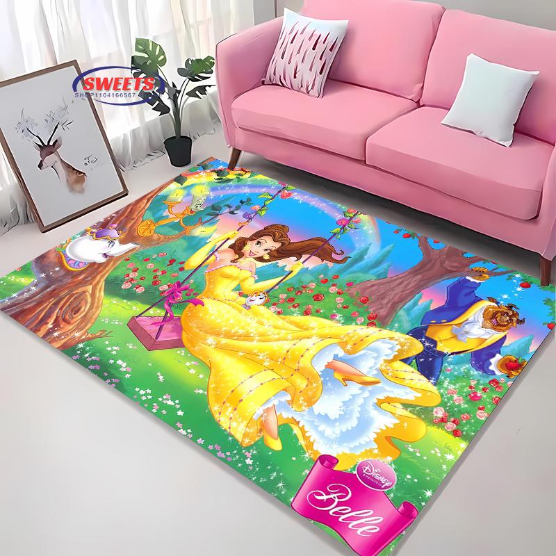 Neue Regale!Disney Belle Prinzessin Teppich, Wohnzimmer Schlafzimmer Bürobereich Kinderzimmer nach Wahl, Rutschfeste Maschinenwaschbare Matte