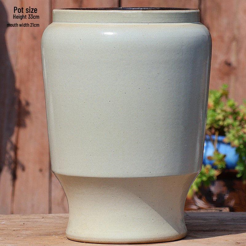 Handgefertigter weißer Grobkeramik-Blumentopf im europäischen Stil für Grünpflanzen, Rosen, Hortensien und Sukkulenten