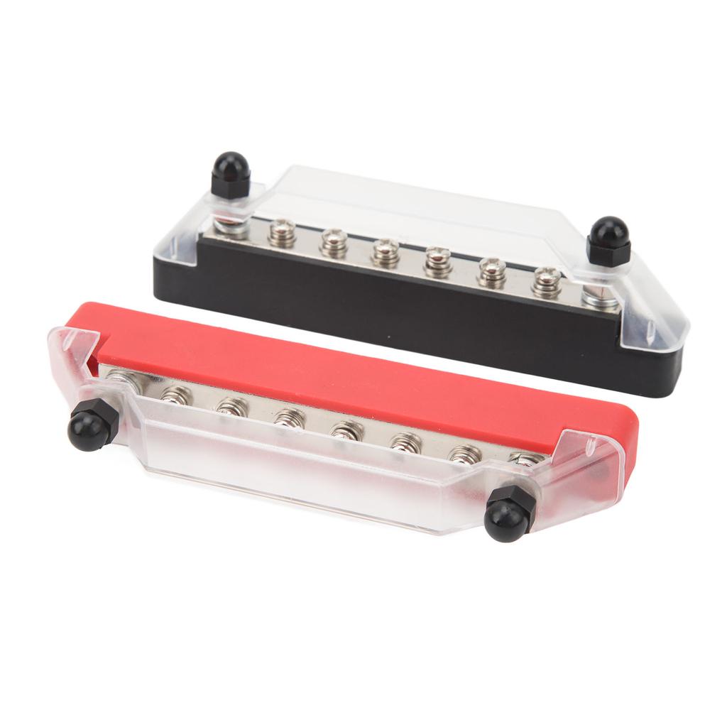 1 Pair M6 Power Distribution Block High Current DC12V To 48V 150A Double Stud 8 Way Battery Bus Bar Black Red for Car
