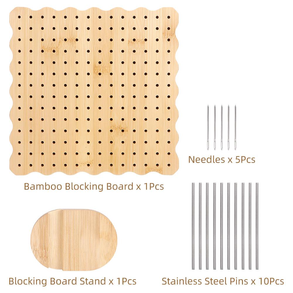 

1Set Premium Wooden Blocking Board Set For Knitting &Crochet With Hole, Stainless Steel Pin & Stand, Ideal For DIY Craft Project