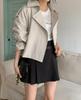 Women's Korean Chic Retro Suit Collar Trench Coat - Two-Button, Long-Sleeved, Casual, Short Jacket for Autumn